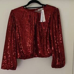 Alice + olivia Avila Sequin Top